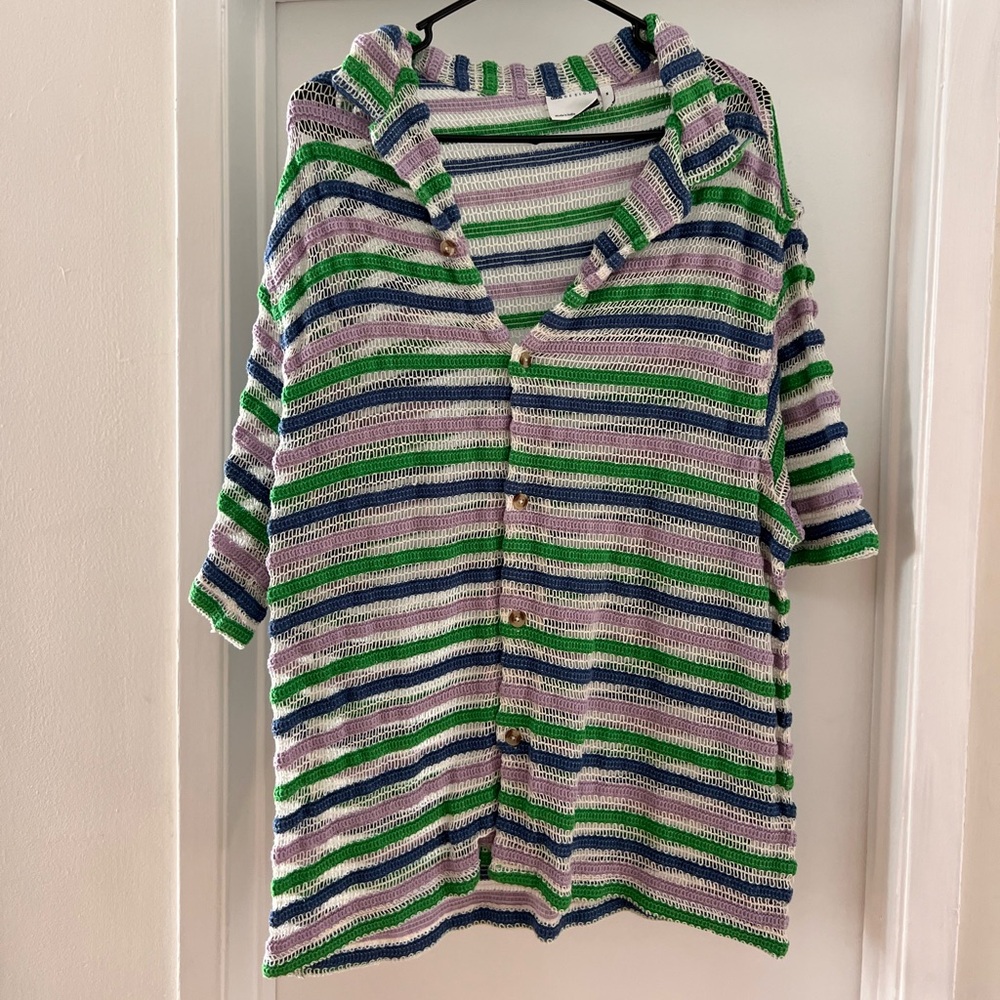 Colorful striped crochet shirt